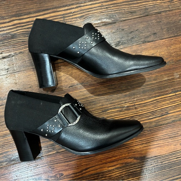 Brighton Renata Leather Slip On Heels Sz 8.5 Studded Belt Buckle - Picture 3 of 8